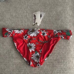 Jessica Simpson Red Floral Bikini Bottom